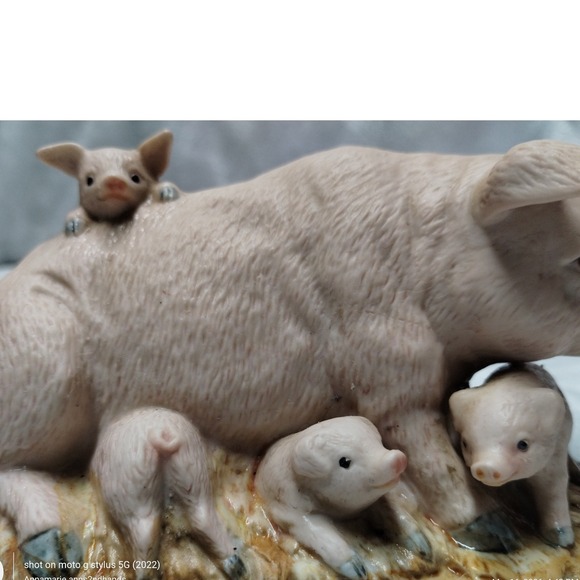 Vintage Homco Porcelain Pig Figurine Sow with Piglets 1443 Made in Taiwan - Picture 12 of 13